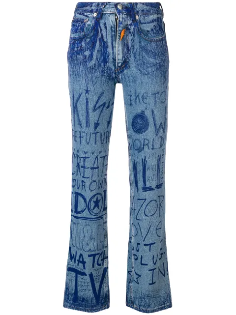 Walter Van Beirendonck Pre-Owned jeans con motivo escrito