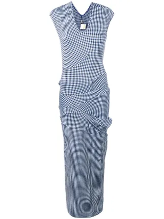 Comme Des Garcons Pre Owned 1997 Lumps Bumps Gingham Dress Blue FARFETCH AE