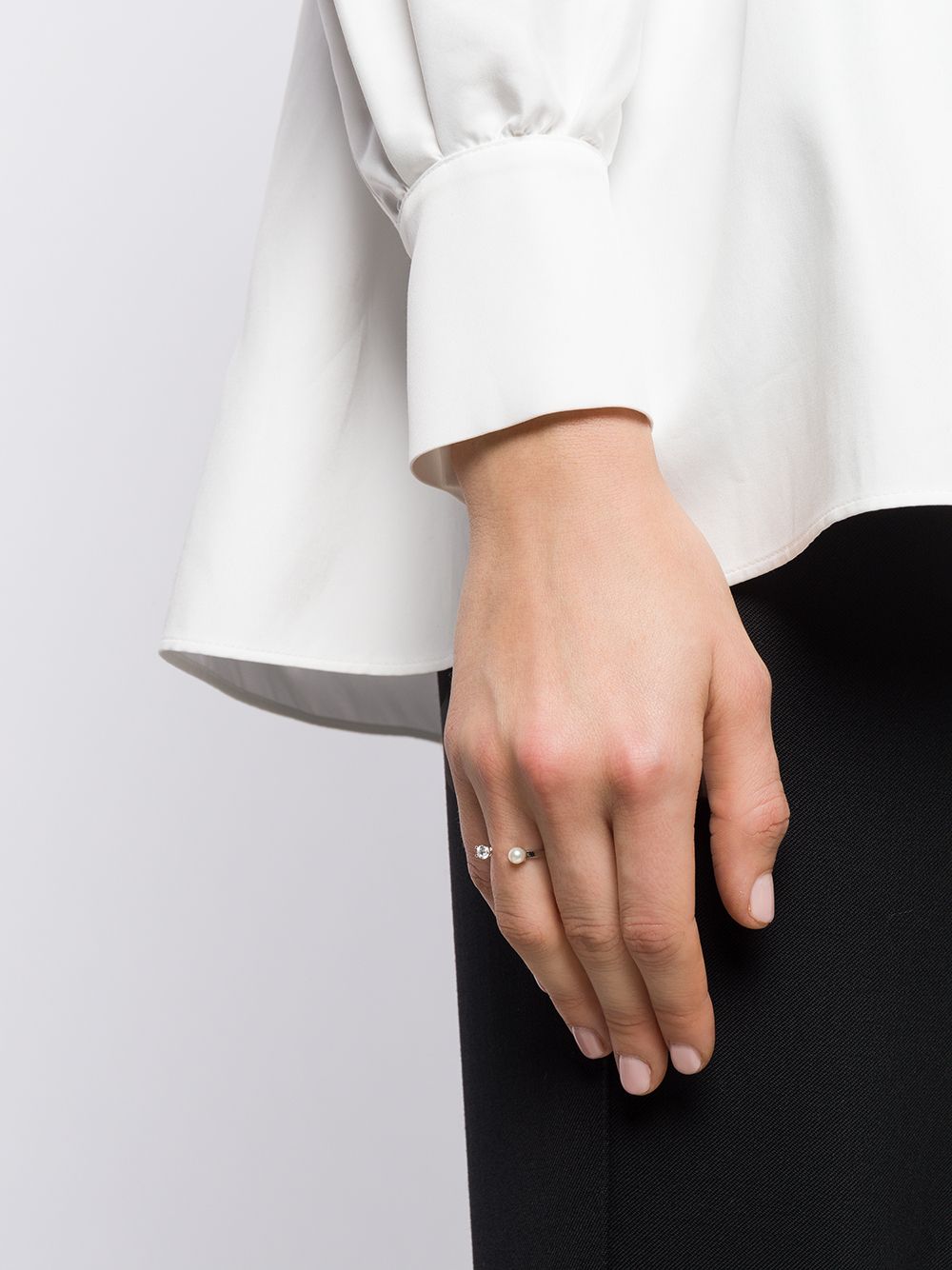 Delfina Delettrez 18kt wit gouden Domino Dots ring met parel - WHITE GOLD