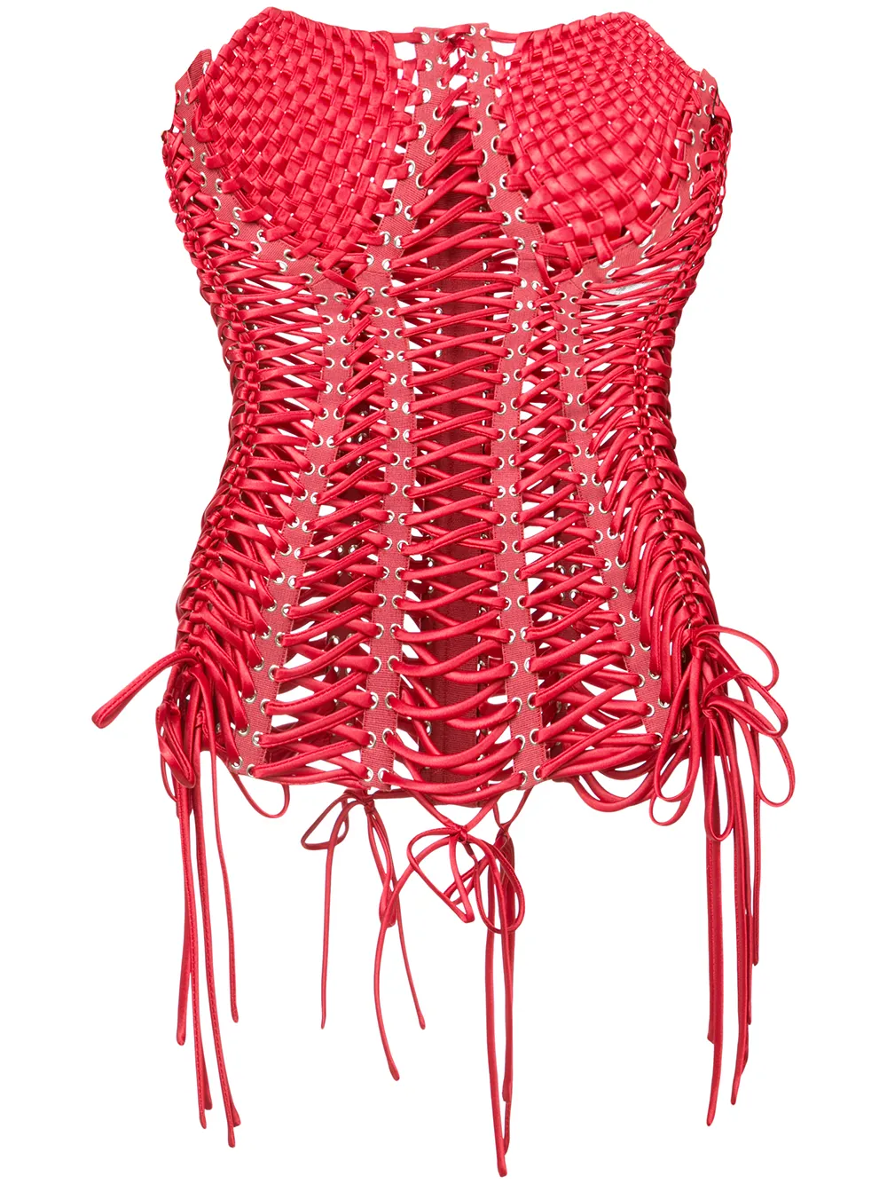 Dolce & Gabbana lace-detail satin corset top | Red | Image 1