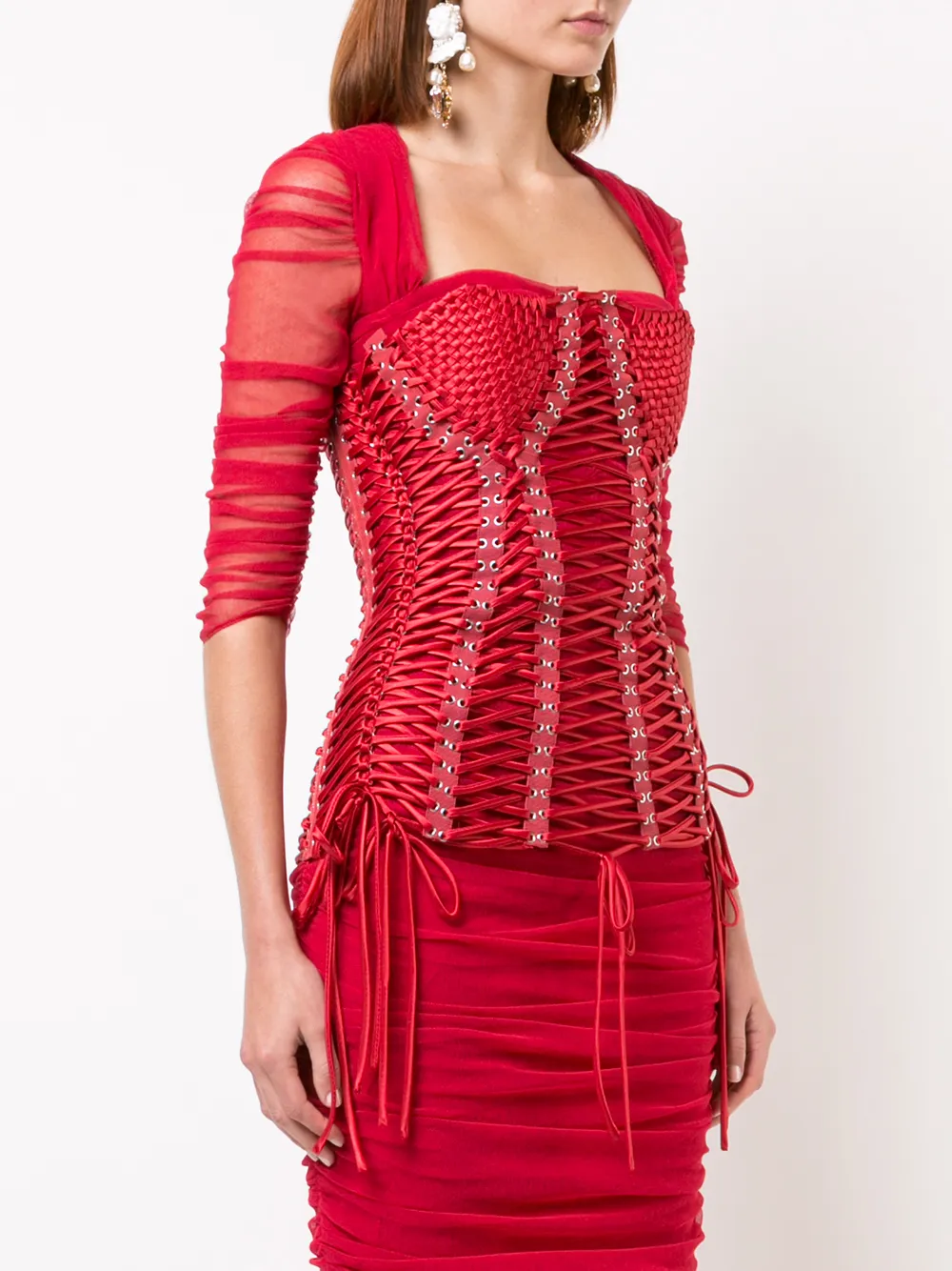 Dolce & Gabbana lace-detail satin corset top | Tops | Image 3