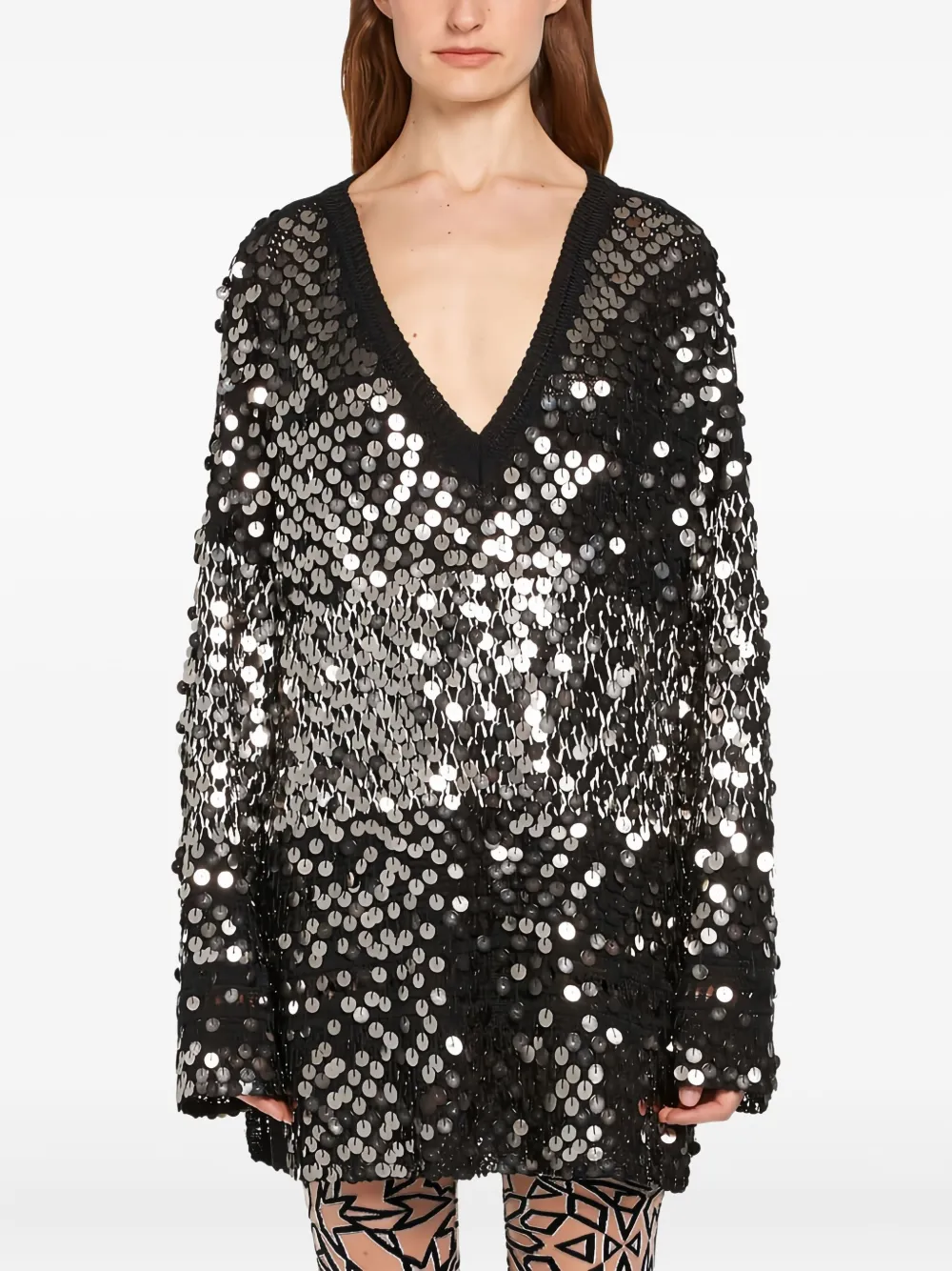 Roberto Cavalli Sequin-embellished Sweater In Black
