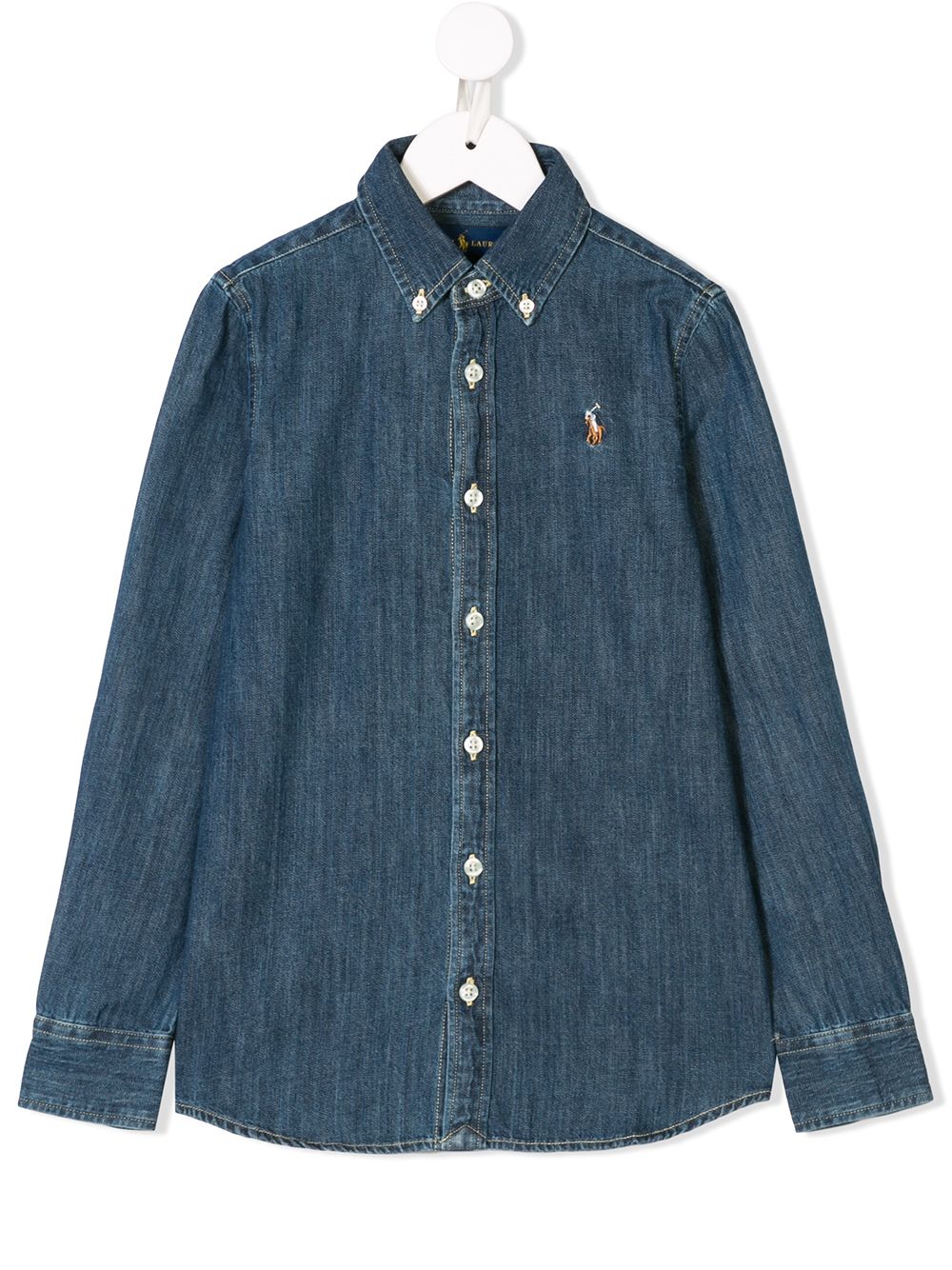 RALPH LAUREN EMBROIDERED LOGO DENIM SHIRT