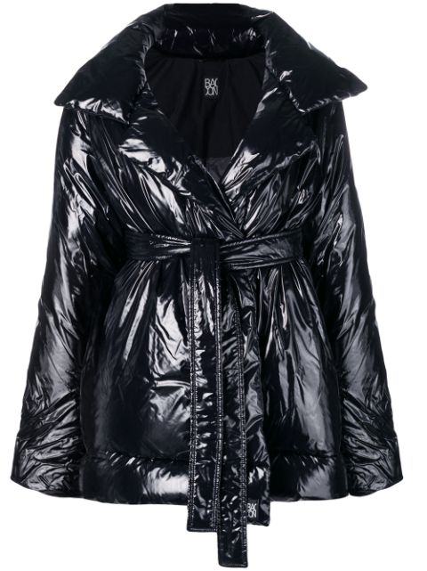 BACON BACON BELTED PUFFER JACKET - BLACK