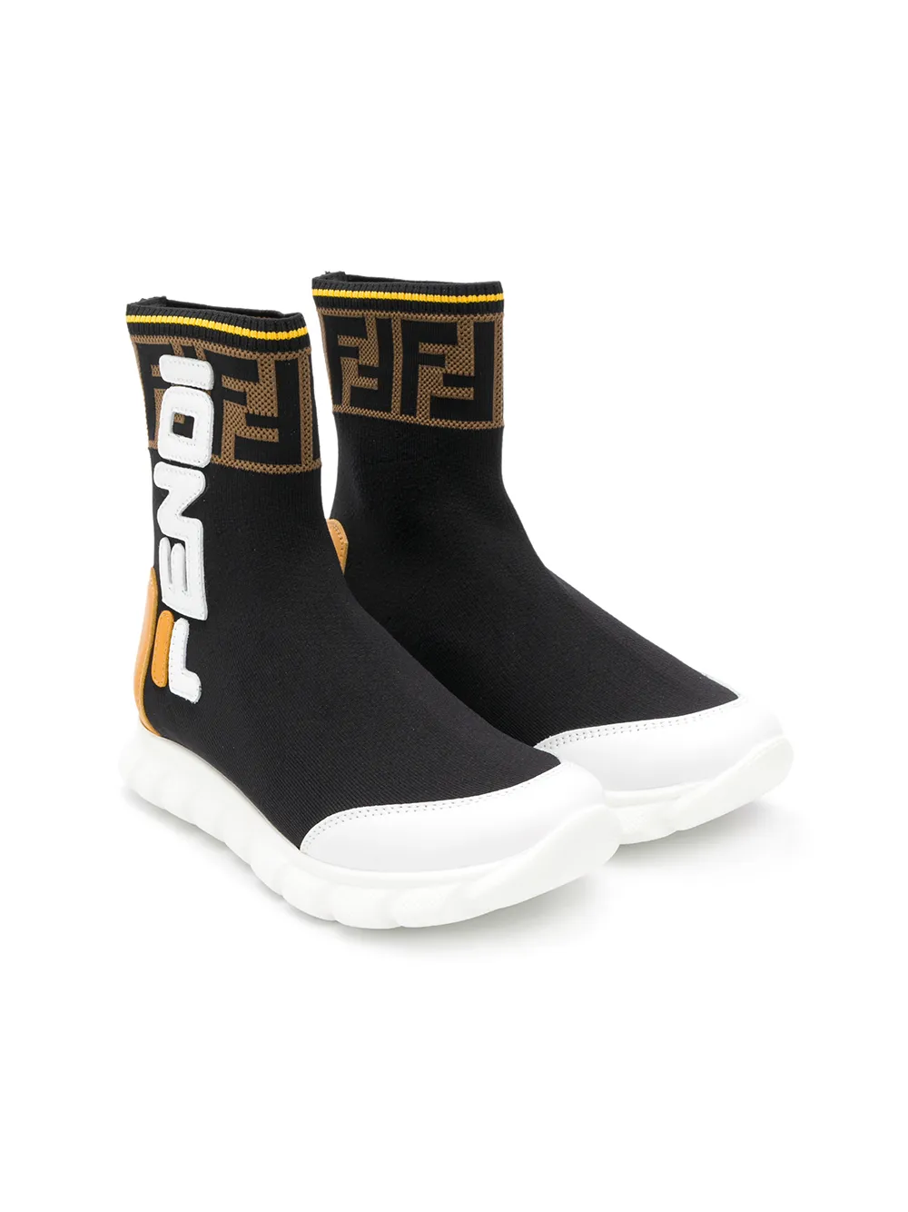 Fendi Kids кроссовки-носки дизайна колор-блок с логотипом Fendi Kids кроссовки-носки дизайна колор-блок с логотипом