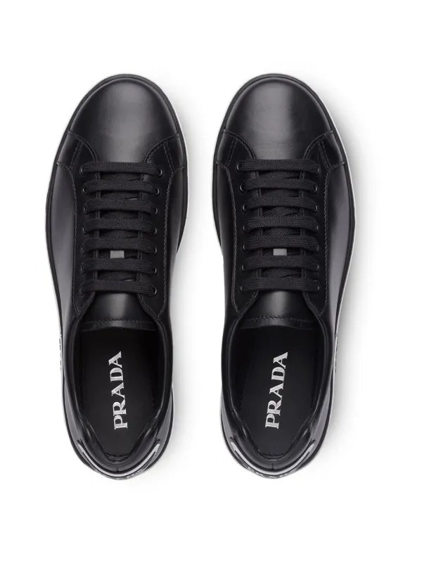 prada black leather sneakers