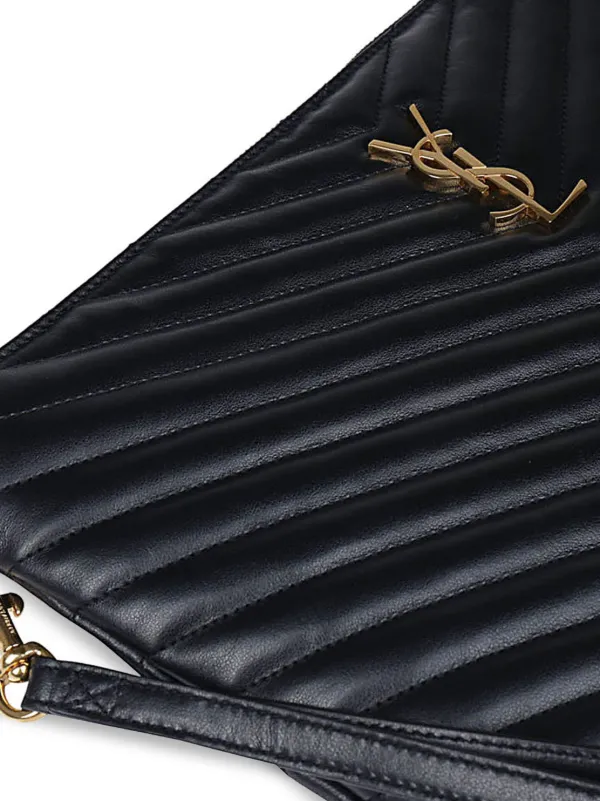 Saint Laurent Quilted Monogram Clutch Bag | Black | FARFETCH