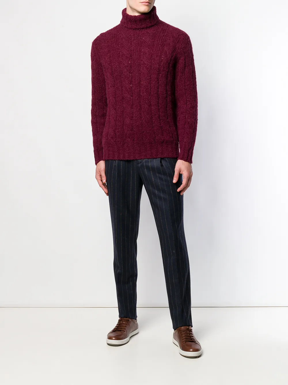 Brunello Cucinelli kabel gebreide trui - Rood