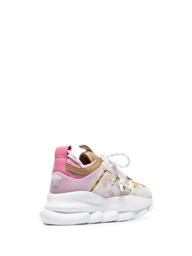 multicoloured chain reaction baroque leather and fabric sneakers