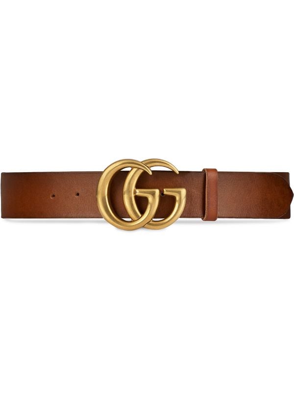 Shop Brown Gold Gucci Leather Belt With Double G Buckle With Express Delivery Worldarchitecturefestival