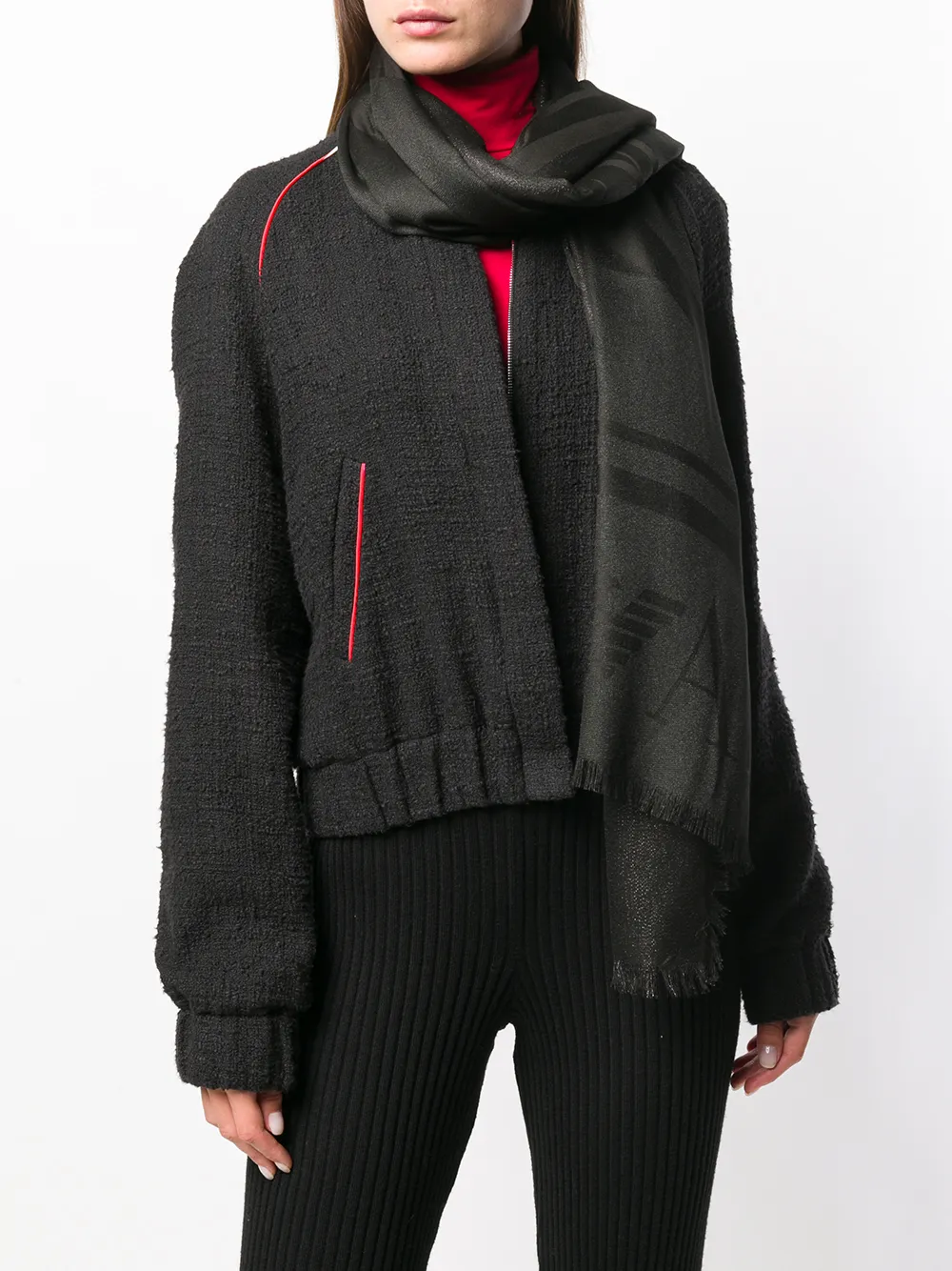 Emporio Armani oversized sjaal met logo Zwart