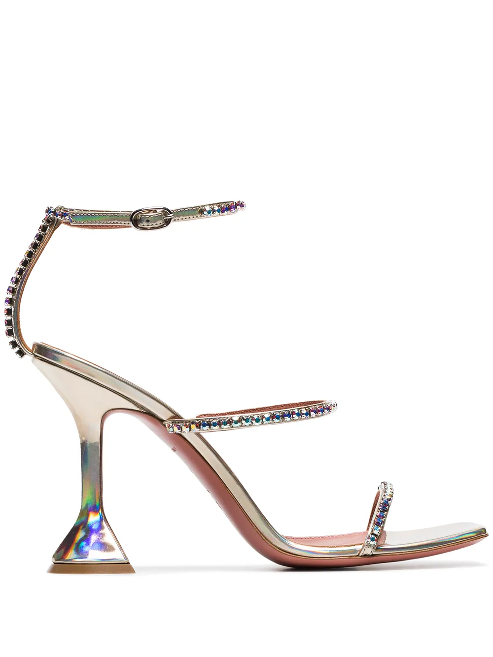 Amina Muaddi Sandals AMINA MUADDI GILDA 95 HOLOGRAM SANDALS - HOLOGRAM PLATINO