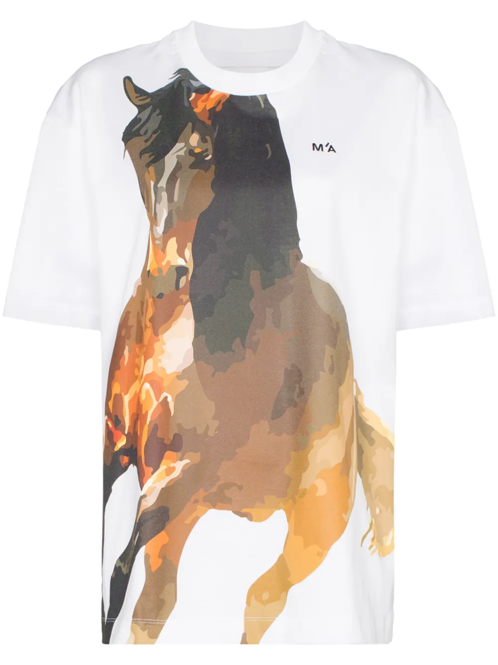 Marques' Almeida T-shirts MARQUES'ALMEIDA OVERSIZED-T-SHIRT MIT PFERD-PRINT - WEIß