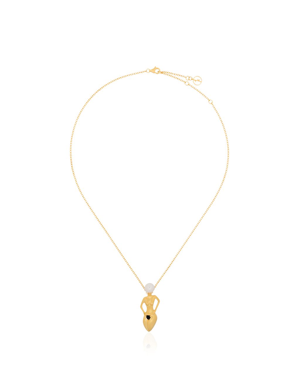 фото Anissa Kermiche metallic Pauline pearl body pendant 18K gold necklace