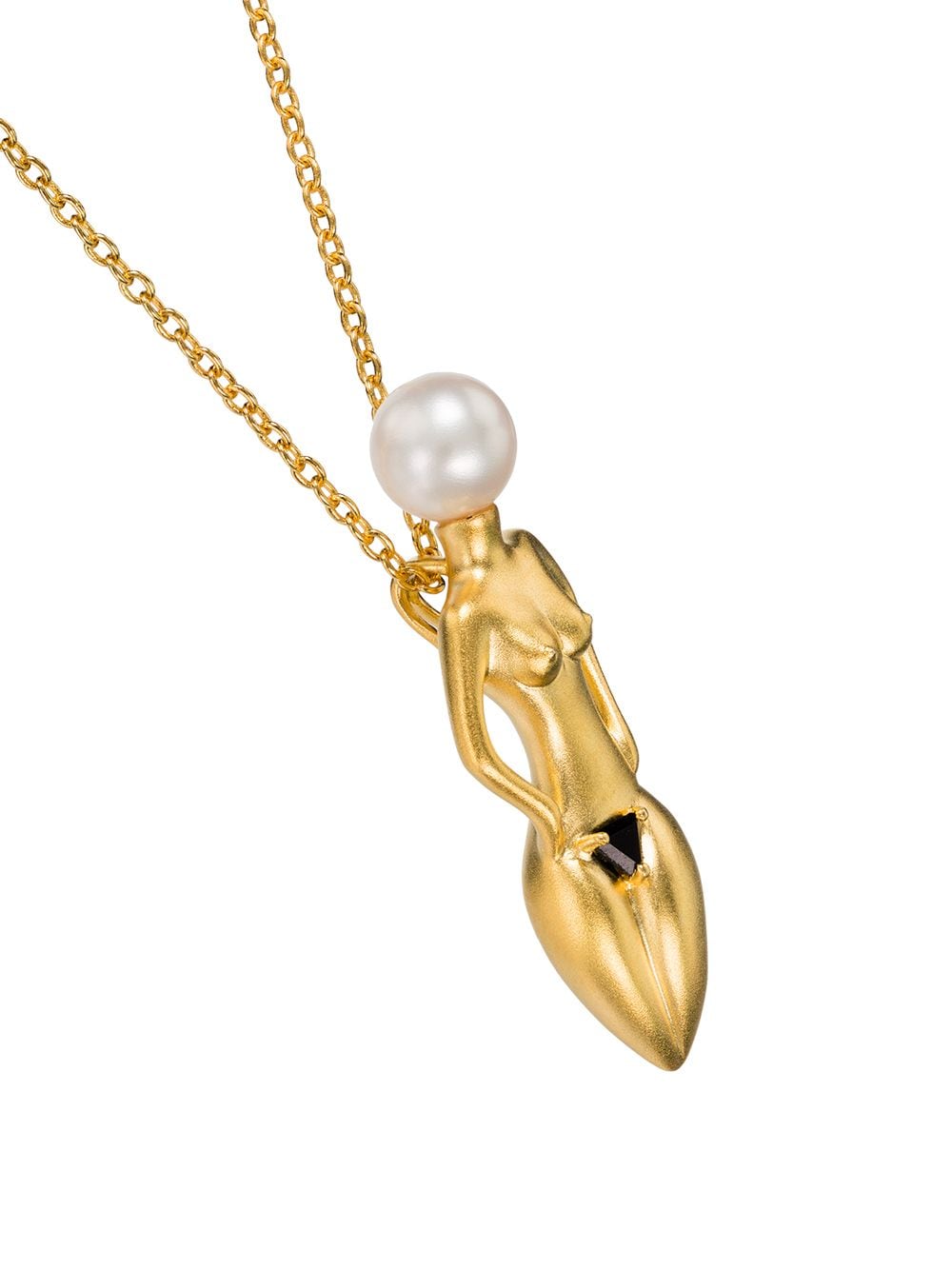 фото Anissa Kermiche metallic Pauline pearl body pendant 18K gold necklace