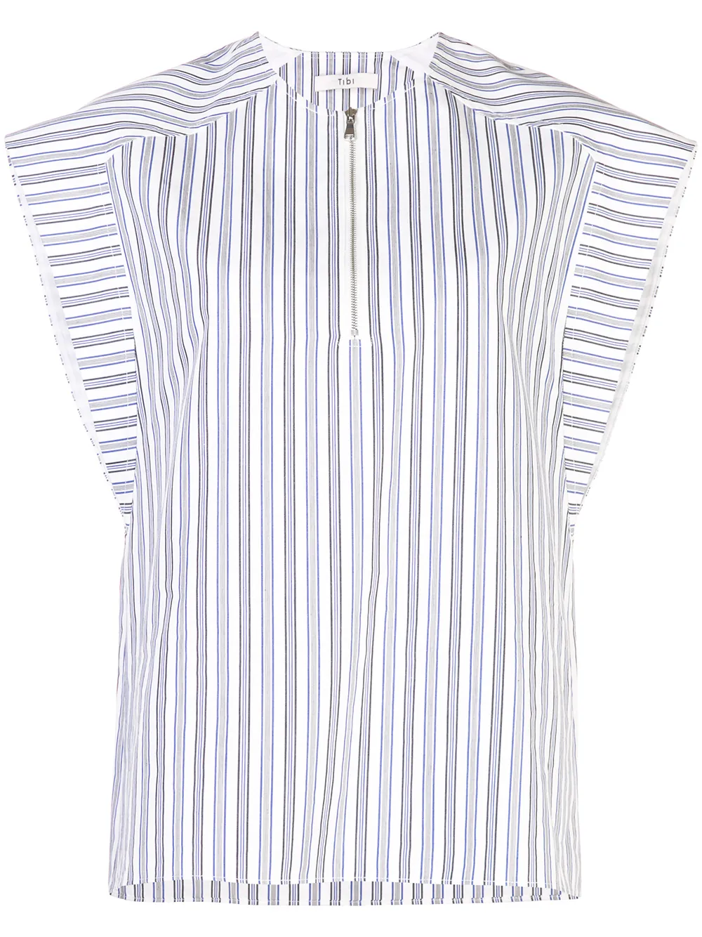 Tibi Tops TIBI LIAM STRIPE SLEEVELESS TOP - WHITE