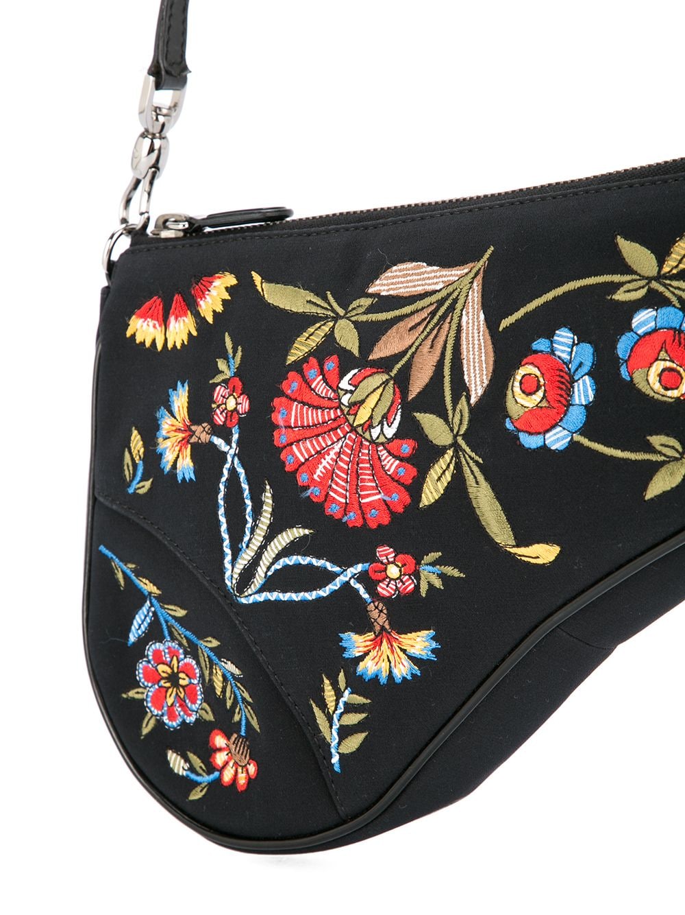 Christian Dior Pre-owned Floral-Embroidered Saddle Bag - Neutrals