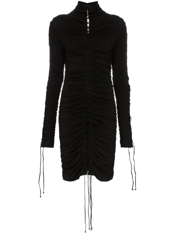black lace up mini dress