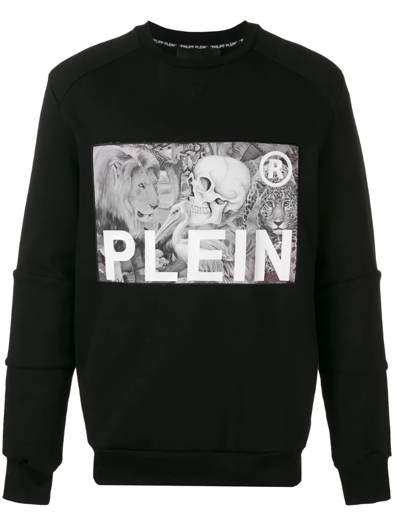 Philipp Plein – logo patch sweatshirt – men – Cotton/Polyester – S, XL, M, L – Black