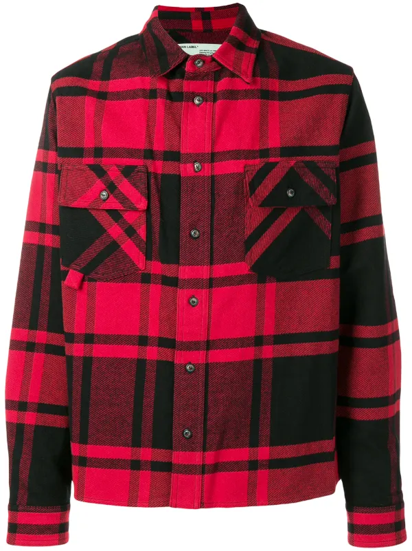 Off White Stencil Plaid Flannel Shirt Farfetch Com