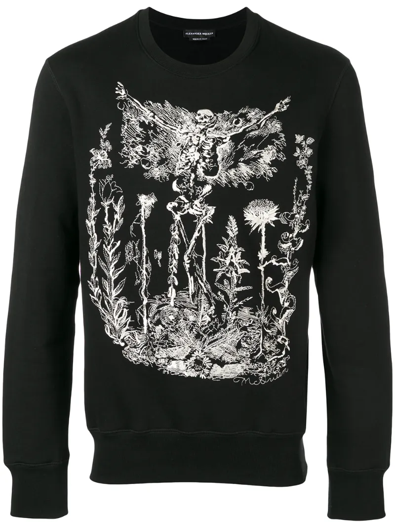 Alexander McQueen – skeleton print sweatshirt – men – Cotton/Polyester – S, M – Black