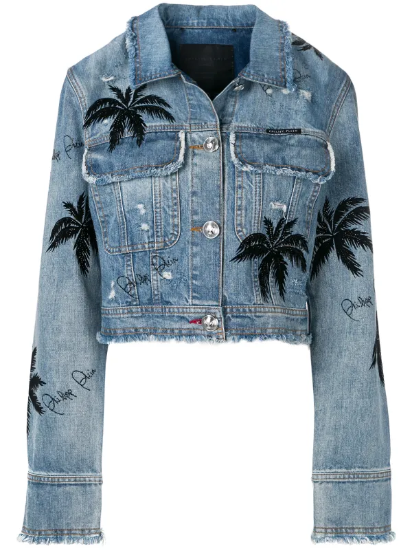 palm tree jean jacket
