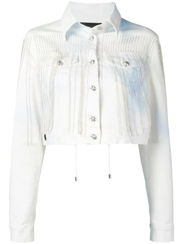 white fringe denim jacket