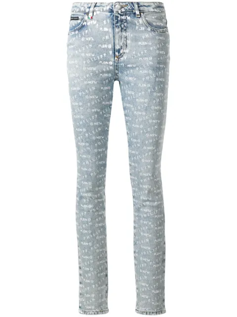 Philipp Plein logo print skinny jeans