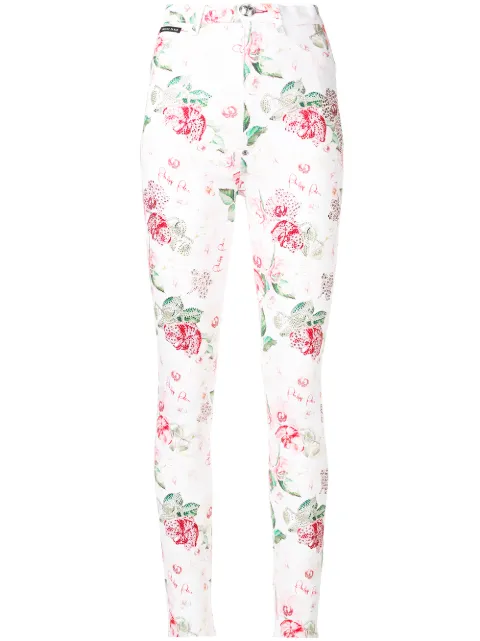 Philipp Plein jeans med udsmykninger og rosetryk