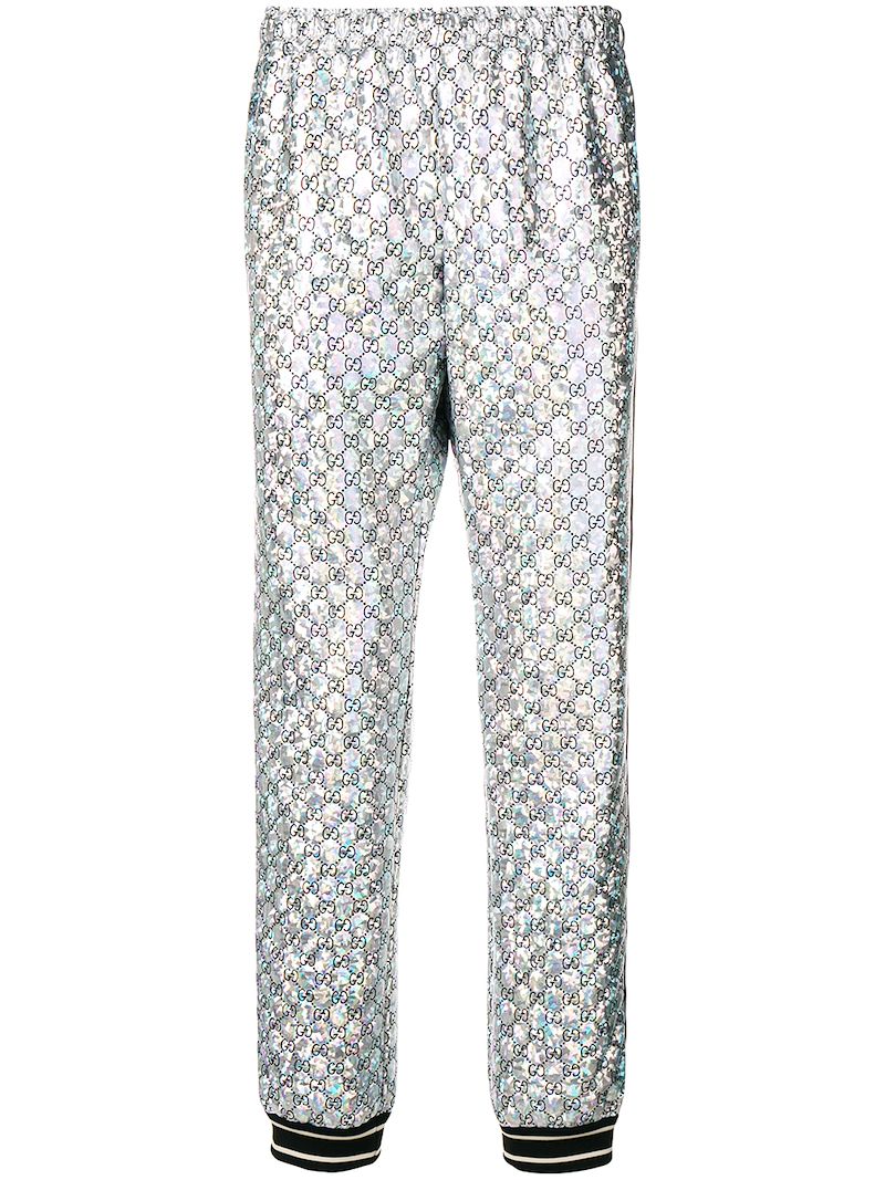 Gucci блестящие спортивные брюки с узором GG