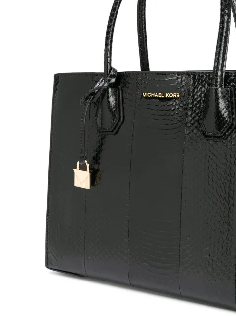 michael kors mercer snakeskin tote