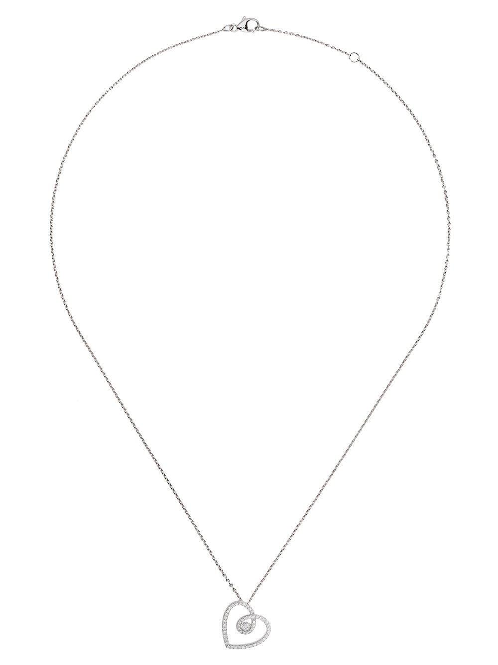 De Beers Jewellers 18kt white gold DB Classic micropave diamond heart pendant necklace