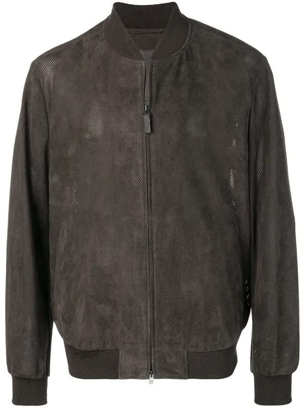 brioni leather bomber jacket