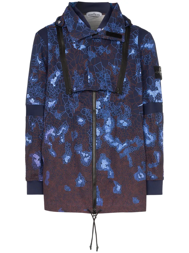 Stone Island printed hooded cotton duffle coat