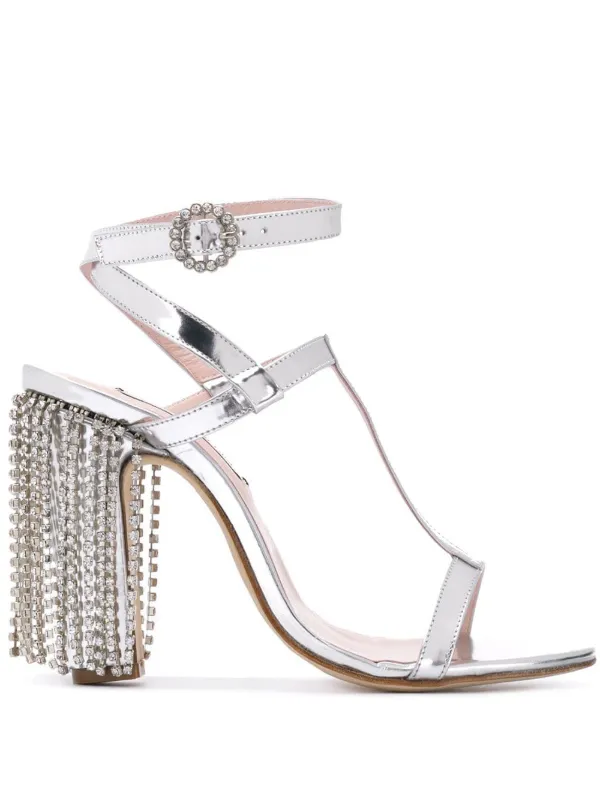 silver t strap sandals