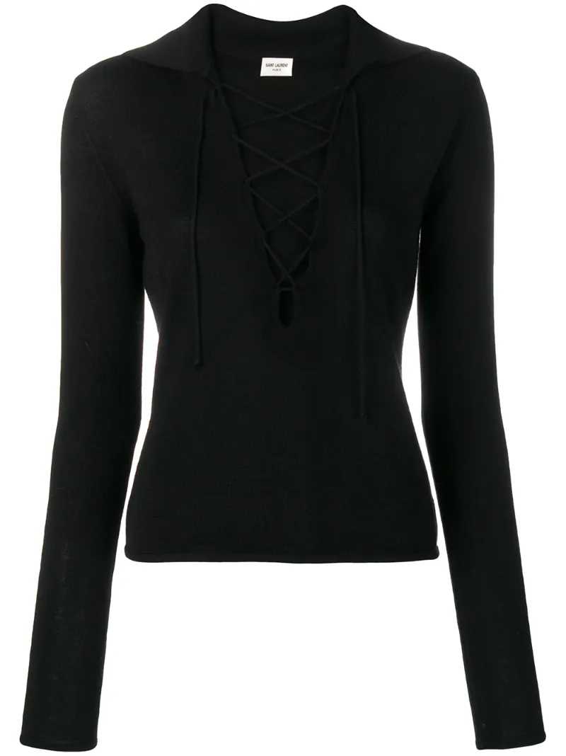 Saint Laurent блузка со шнуровкой