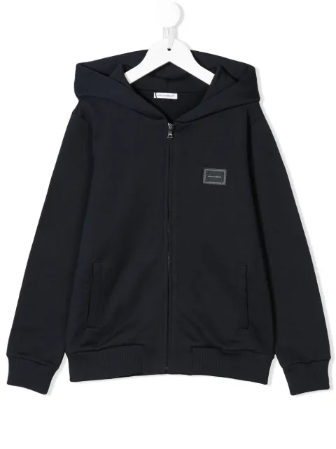 Dolce & Gabbana Kids logo-appliqué zip-up sweatshirt