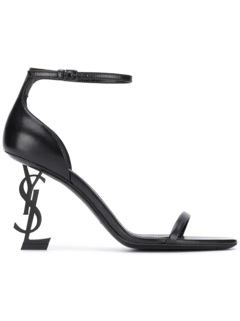 Click to view more detailed imagery on our partner's website Saint Laurent Opyum Sandals In Crocodile Embossed Leather With Black Heel