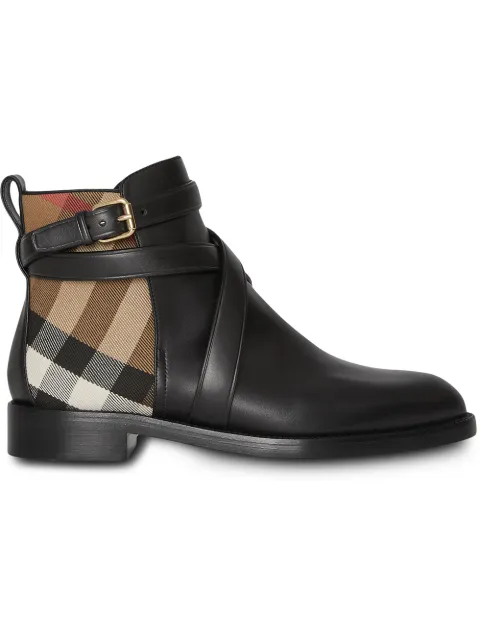 burberry house check leather bootie