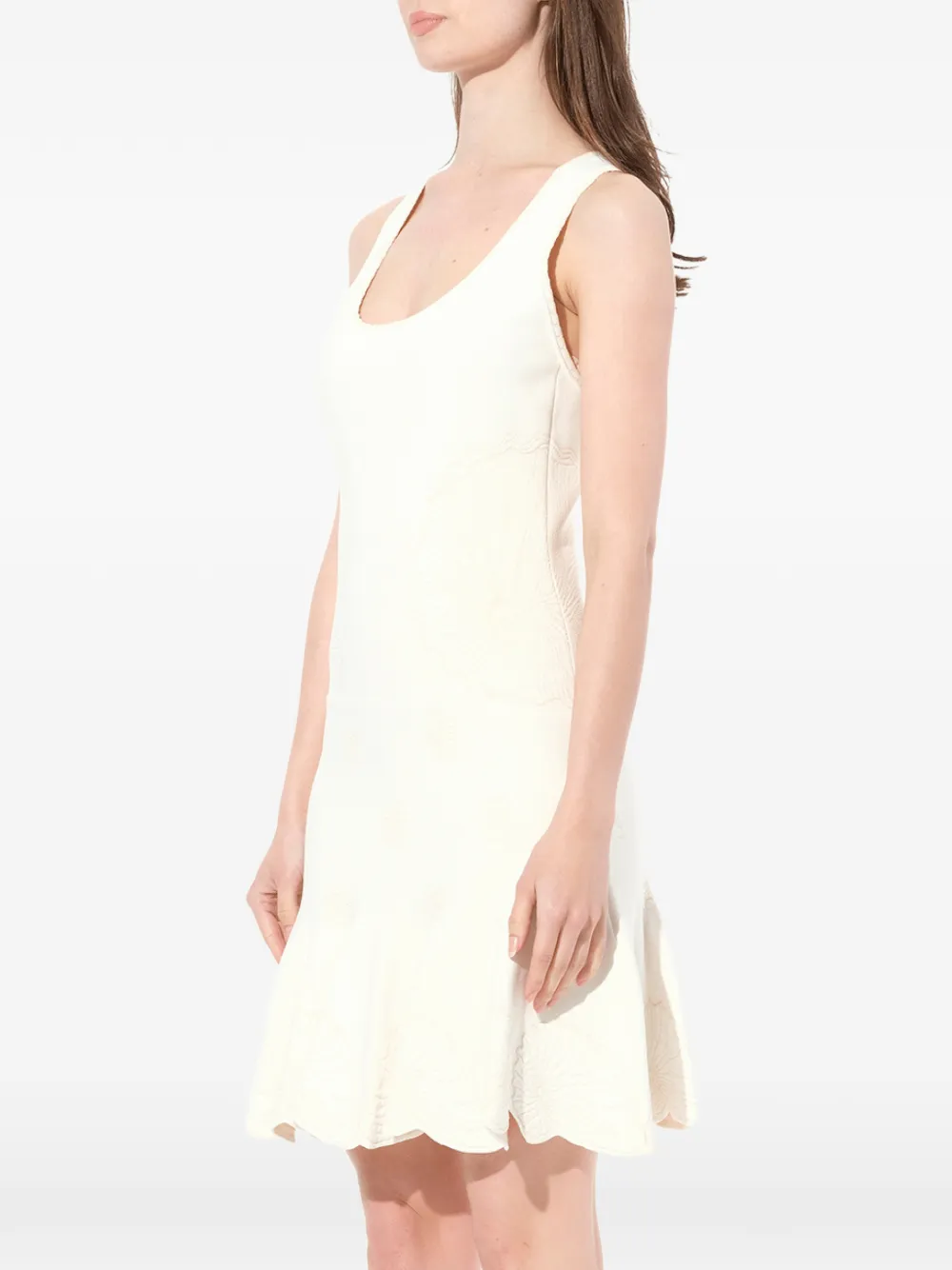  Alexander Mcqueen Kleid Mit Muschelstickerei   Weiß 