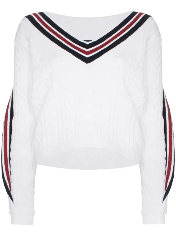 white v neck knitted jumper