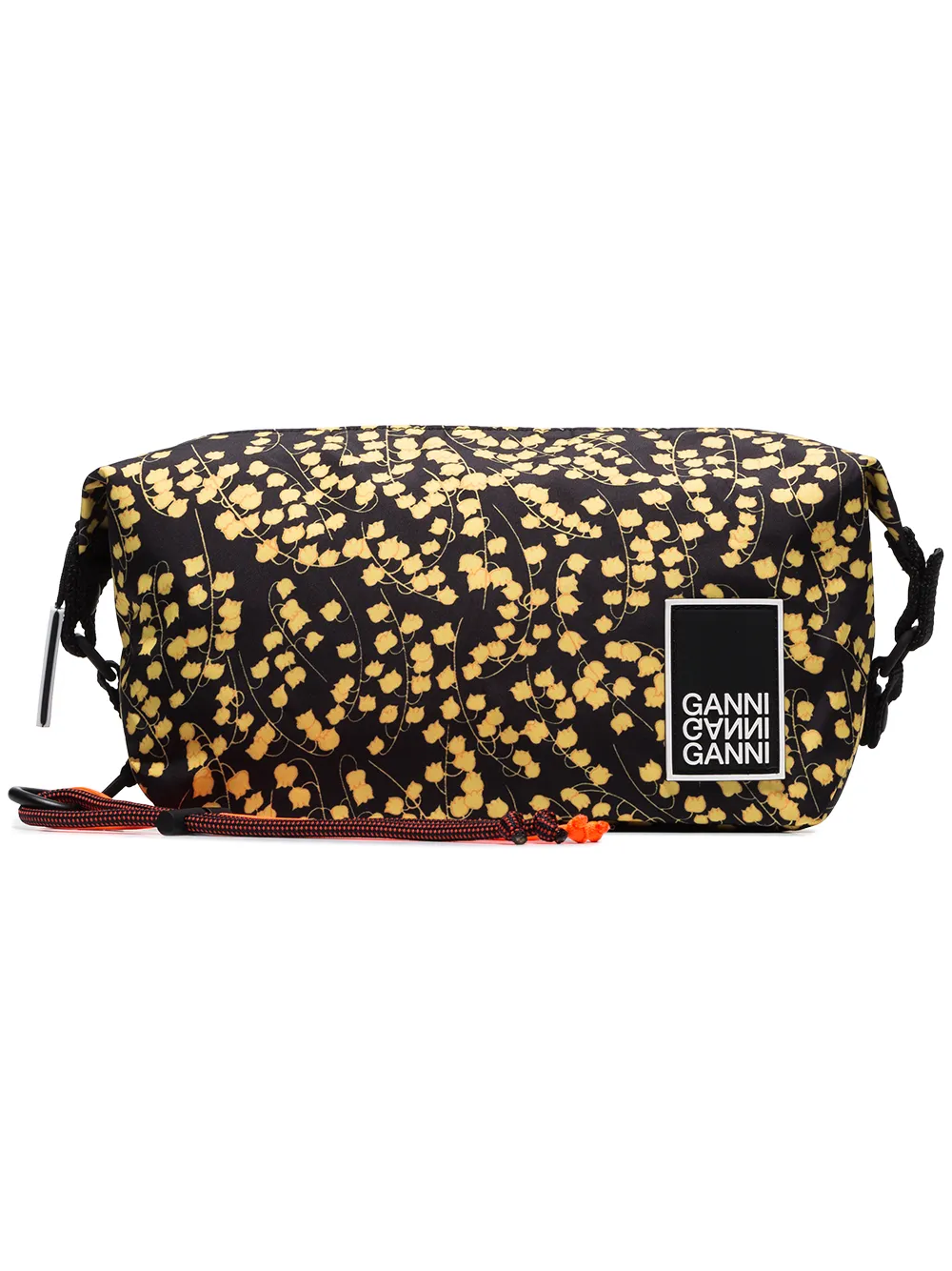 Ganni Accessories GANNI BLACK AND YELLOW AZALEA FLORAL PRINT POUCH