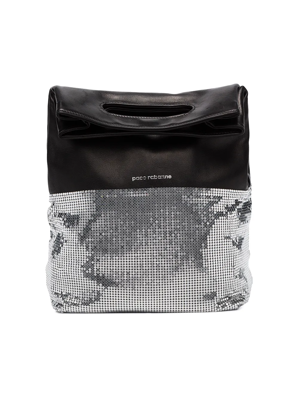 Paco Rabanne Clutch PACO RABANNE BLACK AND SILVER FOLDING LEATHER CLUTCH BAG