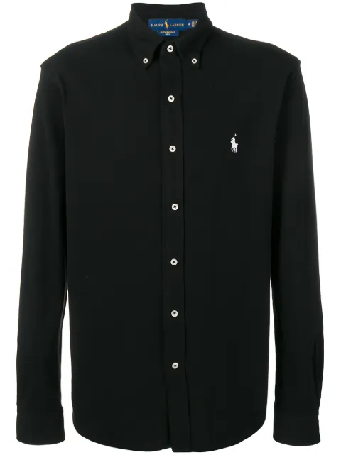 logo embroidered button-down shirt