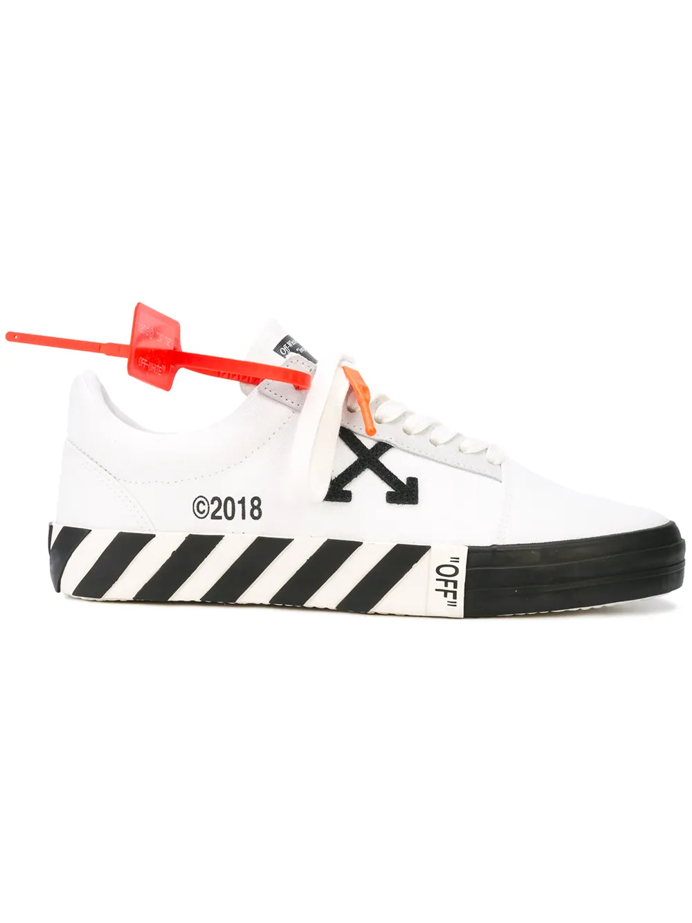 off white striped vulcanized sneakers