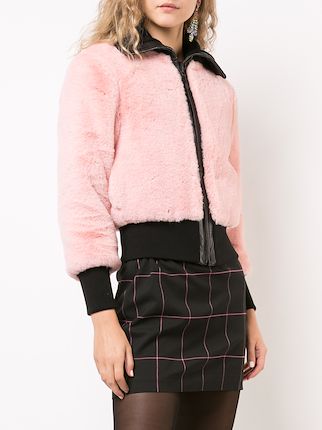 faux fur track jacket展示图