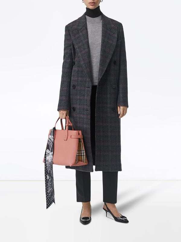 burberry the medium banner in leather and vintage check