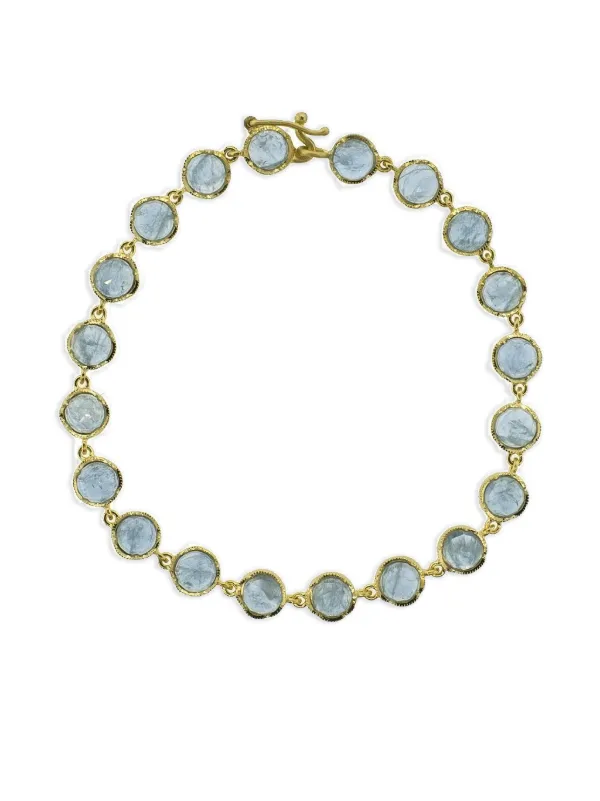 Irene Neuwirth 18K Yellow Gold Classic Link Aquamarine Bracelet - Main Image