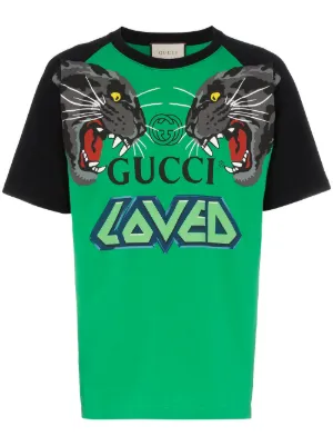 Over Tiger Head Print Cotton T Shirt