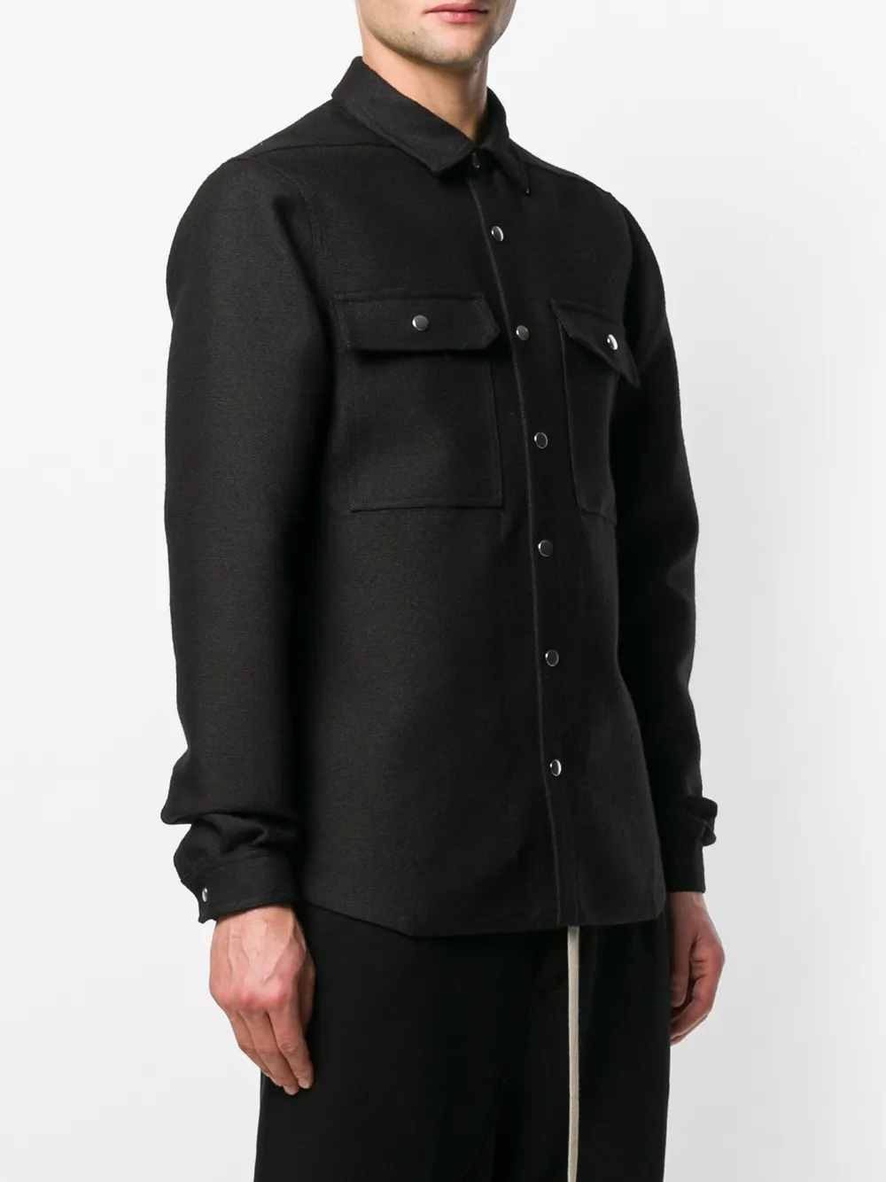 Rick Owens overhemd met puntkraag Zwart